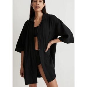 Madewell Crinkle Cotton Cover-Up Mini Shirtdress Size M NWT